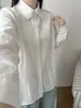 Cardigã Feminino Soltinho de Manga Longa com Gola Grande Bordado de Desenho Animado Japonês Estilo Novo Primavera 2026 Camisa Branca Atacado