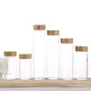 Garrafa de Desejos de Vidro Borossilicato Alto com Tampa de Bambu, Garrafa para Embalagem de Pó de Cordyceps, Garrafa Transparente com Diâmetro de 47mm, Garrafa com Tampa de Rosca Controlada e Boca Larga