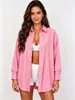Nova camisa feminina de listras verticais estilo europeu e americano transfronteiriça, solta e casual, com colarinho de lapela, mangas compridas e comprimento médio, adequada como camada externa para proteção solar