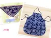 Delantal Infantil Puro Hecho a Mano Algodón Estampado Azul Medio Delantal Ropa para Recolección de Té Tour de Estudio Estilo Étnico Paño para la Cabeza
