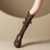 Botas Longas Marrons Chuyuji para Mulheres, Botas de Equitação, Novo Estilo Britânico Outono 2026 Maillard Slim Botas Longas de Cano Alto