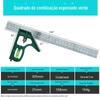 Ferramenta de medição régua angular combinada 300MM aço inoxidável função 180 graus régua angular para marcenaria com nível trabalhador de marcenaria