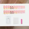Pontas de unha populares de tubo longo com macaco em relevo 3D e banana pintadas, unhas postiças estilo francês com bolinhas