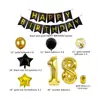 Set de Globos Digitales de Lentejuelas de 40 Pulgadas Transfronterizo para Adultos y Niños Set de Globos para Fiesta de Cumpleaños Negro Dorado Bandera de Cola de Pez