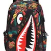 Mochila Criativa Distinta Estilo Coreano Mochila Tubarão Jovem Tendência da Moda Masculina Estudantes do Ensino Fundamental e Médio Campus Harajuku