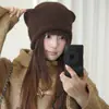 Gorro de punto con orejas de gato dulce y lindo, estilo Serina, para mujer, nuevo otoño, holgado, adelgazante, gorro de invierno