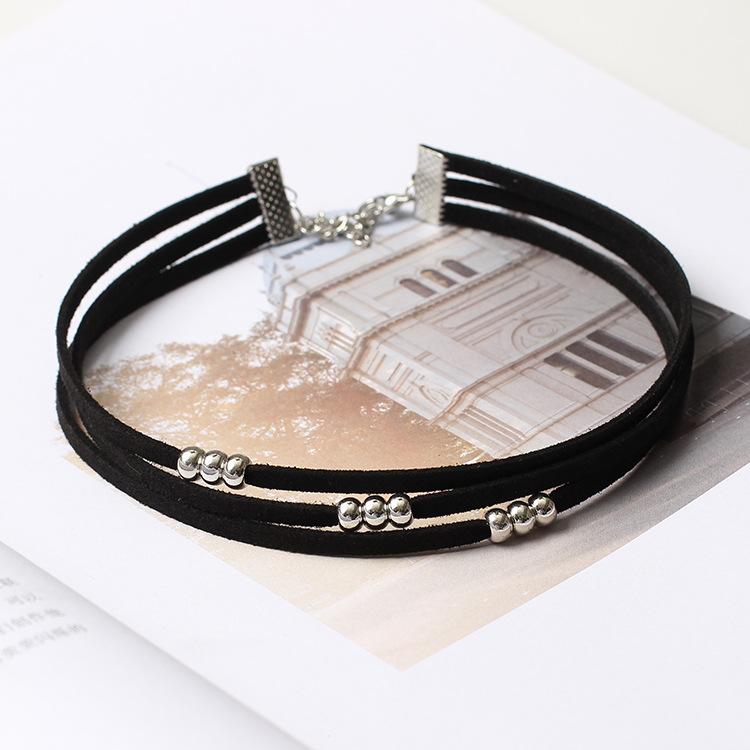 创意款饰品 速卖通爆款 韩国绒项链 多层手工圆珠颈链 choker项圈