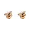 Gemelos de cobre electrochapado huecos con forma geométrica retorcida, joyería para camisa, gemelos unisex, venta al por mayor