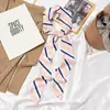 Bufanda Pequeña de Seda para Mujer Estilo Coreano Versátil Letra Geométrica Cinta Diadema Larga Estrecha Elegante de Moda Bufanda Decorativa Multifuncional