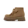 Botines de Piel Genuina con Suela Gruesa de 7 CM Estilo Británico Retro Botas Martin para Mujer Aumento de Estatura Botas con Cordones 2026 Otoño Nuevas Llegadas