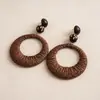 Pendientes de Corazón de Madera Color Café Transfronterizos Europeos y Americanos, Pendientes Estilo Retro Maillard, Pendientes de Diseño de Nicho para Mujer