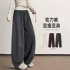 Pantalones Deportivos Simples Talla Grande para Mujer Otoño Invierno Con Terciopelo Grueso MM Gorditas Cintura Alta Cordón Holgados Casuales Deportivos para Caminar