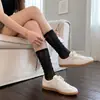 Meias de Renda Estilo Miu de Verão Folgadas para Mulheres com Laço, Meias de Malha Floral, Meias Brancas Vazadas Estilo Ballet para Panturrilha