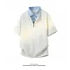 Camiseta de Manga Corta Unisex Estilo Cleanfit Cuello Polo Falso Dos Piezas Tendencia Casual para Hombre