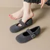 Weimei Girl 6696-18 Sapatos Simples Quentes com Forro de Lã para Mulheres, Sapatos de Camurça Lã Pelo, Sapatos Mary Jane de Uma Tira