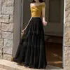 Falda de Encaje Patchwork para Mujer Nueva Versátil Adelgazante Línea A Larga Falda Pastel Falda Tutú de Malla Primavera y Verano 2026