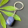 Llavero de acero inoxidable con piedra rodante de cristal natural, hecho a mano, con gemas pulidas y pulidas, colgante decorativo original.