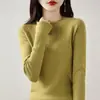 Camiseta básica elegante de cuello redondo OEM para mujer, top de punto ajustado y adelgazante, nueva moda Otoño e Invierno 2026