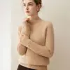 Suéter 100% cachemira pura para mujer, nuevo estilo otoño e invierno, suéter de punto trenzado con cuello medio alto, holgado y estilizado, camiseta base de punto