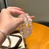 Nuevo Pulsera de Cristal Rosa Imitación para Mujer, Pulsera de Cristal Rosa de Madagascar para Atraer Buena Suerte y Estabilizar Emociones, Pulsera Copo de Nieve Fantasma