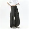 Calça Jogger Pesada Americana com Barra Curva para Homem Verão Nova Solta Casual Perna Larga Longa Tendência Japonesa ins