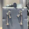 Pendientes de Meteoro con un Toque de Lujo Ligero y de Alta Gama, Pendientes Largos de Circonita, Joyería Elegante y Exquisita, Pendientes de Aguja de Plata S925 Súper Brillantes