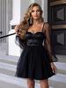 INS Amazon WISH nuevo vestido de gasa elegante, sexy y ajustado de manga farol para mujer europeo y americano transfronterizo