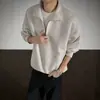 2026 Principios de Otoño Sudadera Pesada Blanca y Gris Media Cremallera Cuello Alto Pulóver para Hombre Casual Americano Primavera/Otoño Solapa Superior