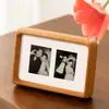 Soporte de exhibición de marco de fotos polaroid de madera maciza para bodas, impresión de fotos y venta al por mayor, marco vacío de 3 pulgadas para parejas, rejilla de tres paneles para DIY
