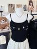 Camisole Bordada de Viscose 260g Feminina de Verão com Babados Ajustada ao Corpo Design Interno Sem Mangas Top Externo