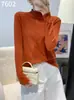 Tricô Macio e Simples de Cor Sólida com Gola Meia-Alta para Mulheres, Novidades de Outono, Camada de Base Casual Básica Slim Fit Quente