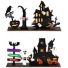Decoración de Halloween Dibujos Animados Letrero de Madera Castillo Decoraciones de Mesa Decoraciones de Fiesta Fantasma Calabaza Lápida Letrero de Madera Adornos