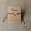 12 Pulseiras de Signos do Zodíaco, Pulseiras de Pedra Natural, Pulseiras Trançadas Ajustáveis, Pingentes, Pedra Olho de Tigre Ametista