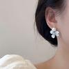 Aretes de Flor de Nenúfar Azul Hielo, Femeninos, Elegantes y Suaves, Aretes de Estilo Nuevo, Aretes Creativos de Perlas de Alta Gama