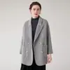 Novo Casaco de Lã 100% Dupla Face Outono/Inverno para Mulheres, Tamanho Petite, Comprimento Médio, Dupla Face, Caimento Solto, Jaqueta com Gola de Terno