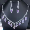 Conjunto de Colares Europeu e Americano Mais Vendido Transfronteiriço Joias com Pingente Brincos de Gota Roxa Bestseller da Amazon Moda Feminina de Nicho de Luxo Leve