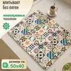 Tapete de drenaje de cocina de tierra de diatomeas transfronterizo, tapete de mesa antideslizante para el hogar, fácil de limpiar, tapete absorbente para vajilla de estilo étnico geométrico