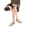 Mocasines peludos estilo coreano retro para mujer, zapatos planos de invierno sin cordones de pelo de conejo perezoso, pantuflas de media caña cálidas de felpa para exteriores