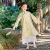 Conjunto Hanfu Feminino 2025 Novo Traje Tang Infantil Estilo Chinês Traje Antigo Roupa de Performance Tradicional Masculina Tendência Primavera e Outono
