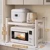 Prateleira de 2 Níveis para Micro-ondas Rack de Armazenamento Organizador de Temperos para Bancada de Cozinha Multifuncional Suporte Doméstico para Panela de Arroz Forno