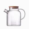 En stock mayoreo botella de vidrio de borosilicato para agua fría de gran capacidad para el hogar, jarra para jugo y bebidas, botella de agua de boca ancha, tetera para las cuatro estaciones