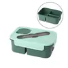 Lonchera rectangular de tres compartimentos para cubiertos, sellada y a prueba de fugas, se puede etiquetar y enviar en nombre de los clientes, lonchera portátil