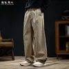 Pantalones casuales rectos y fluidos de Lyocell para hombre, nuevo modelo otoño 2026, corte holgado, talla grande, color caqui, pantalón largo ligeramente curvado