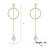 Kenjay Aretes de Borla Larga de Perlas con Diamantes de Oro Real Chapado en Cobre para Mujer Moda Europea y Americana Combinación Universal Personalizados de Aro