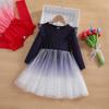 Vestido de Niña Nuevo Estilo Otoño 2026 Elegante Vestido de Malla con Cielo Estrellado Voluminoso Elegante Vestido de Princesa para Niña Pequeña