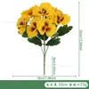 Arranjo de Flores Amor-Perfeito de Cinco Pétalas para Decoração de Casa, Flores Artificiais, Flores de Seda, Plantas Verdes, Enfeites Externos, Flores Artificiais de Rosa