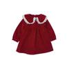 Vestido para Niñas 2026 Nuevo Estilo Rojo Moderno Estilo Coreano Lindo Cuello de Muñeca Bebé Otoño e Invierno Vestido Infantil