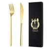 Conjunto de faca e garfo de aço inoxidável 304, colher coreana, hashis, conjunto de talheres de faca e garfo para bife de duas peças, conjunto de presente, atacado