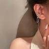 Brinco de clipe de orelha com franja de laço de diamante Estilo doce e cool da Coreia do Sul Brincos personalizados criativos de luxo leve Moda nicho Novos brincos