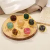 Joyería Transfronteriza Europea y Americana, Anillo Abierto Cuadrado de Piedra Preciosa Degradada Estilo Vintage, Anillo de Ojo de Gato con Diseño Ins